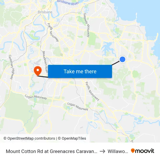 Mount Cotton Rd at Greenacres Caravan Park to Willawong map