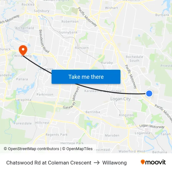 Chatswood Rd at Coleman Crescent to Willawong map
