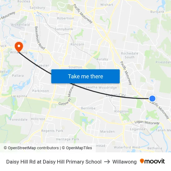 Daisy Hill Rd at Daisy Hill Primary School to Willawong map
