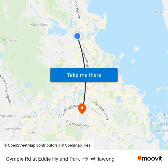 Gympie Rd at Eddie Hyland Park to Willawong map
