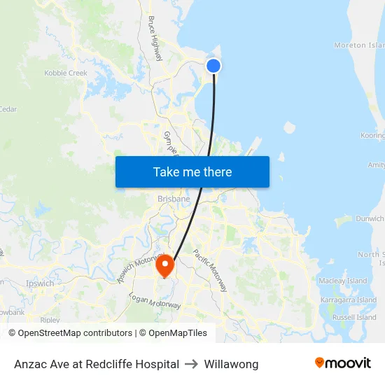 Anzac Ave at Redcliffe Hospital to Willawong map