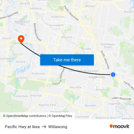Pacific Hwy at Ikea to Willawong map
