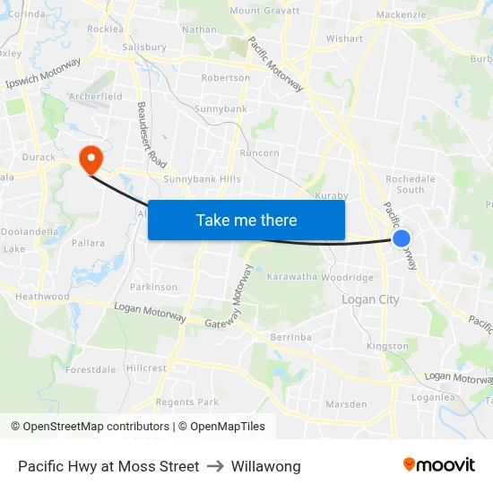 Pacific Hwy at Moss Street to Willawong map