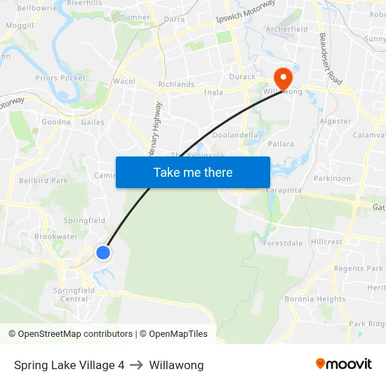 Spring Lake Village 4 to Willawong map