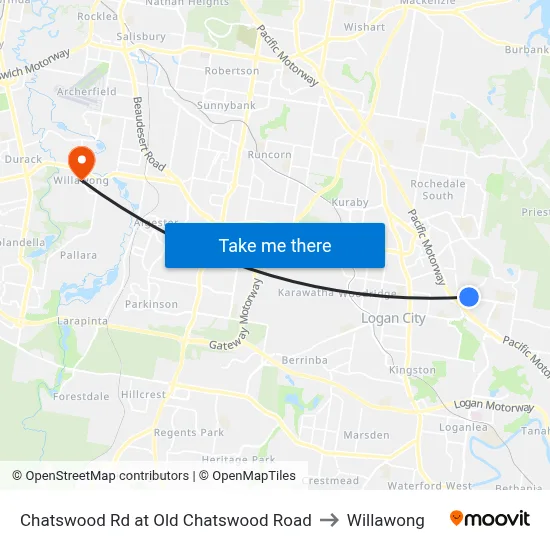 Chatswood Rd at Old Chatswood Road to Willawong map