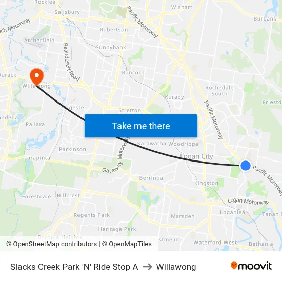 Slacks Creek Park 'N' Ride Stop A to Willawong map