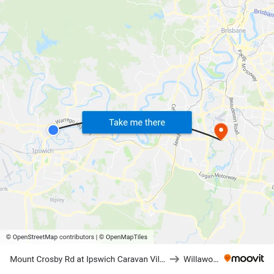Mount Crosby Rd at Ipswich Caravan Village to Willawong map