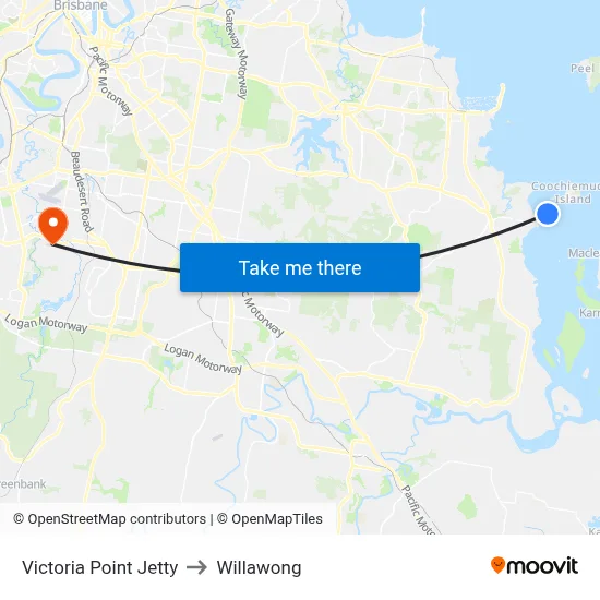 Victoria Point Jetty to Willawong map