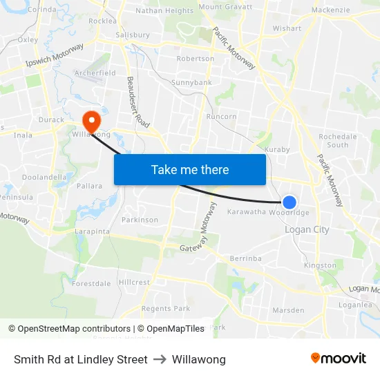 Smith Rd at Lindley Street to Willawong map