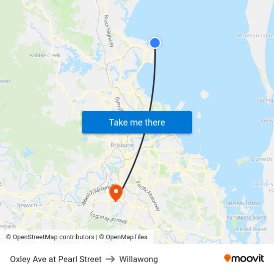 Oxley Ave at Pearl Street to Willawong map