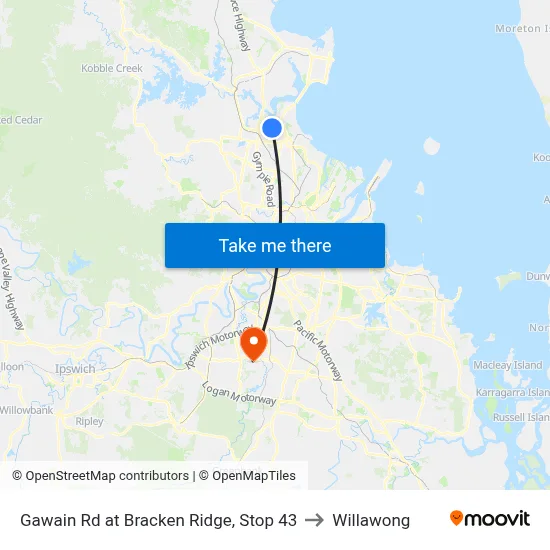 Gawain Rd at Bracken Ridge, Stop 43 to Willawong map