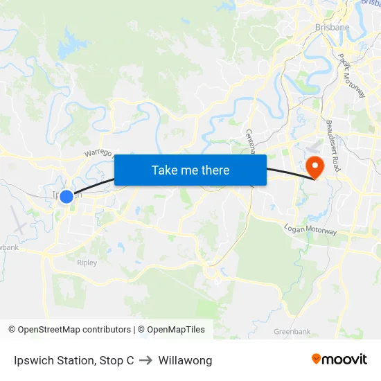 Ipswich Station, Stop C to Willawong map