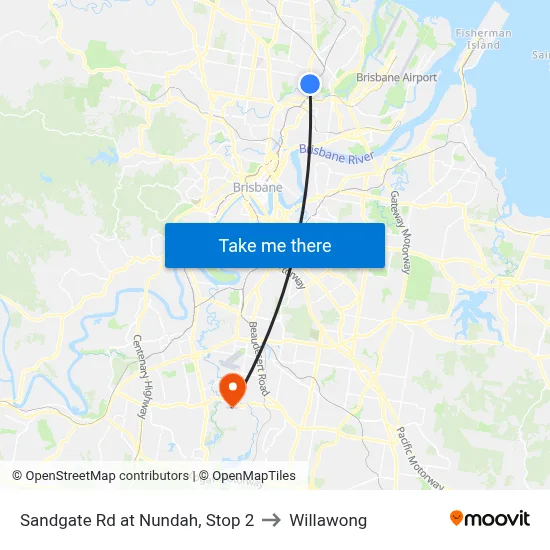 Sandgate Rd at Nundah, Stop 2 to Willawong map
