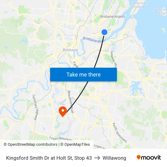 Kingsford Smith Dr at Holt St, Stop 43 to Willawong map