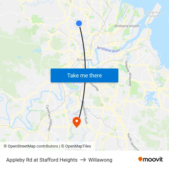 Appleby Rd at Stafford Heights to Willawong map