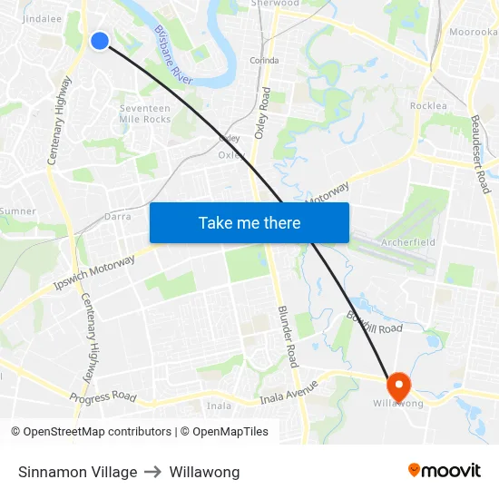 Sinnamon Village to Willawong map