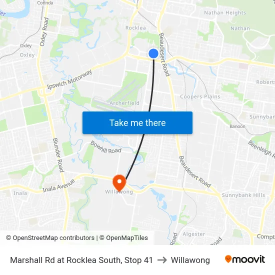Marshall Rd at Rocklea South, Stop 41 to Willawong map