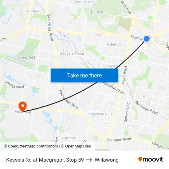 Kessels Rd at Macgregor, Stop 59 to Willawong map