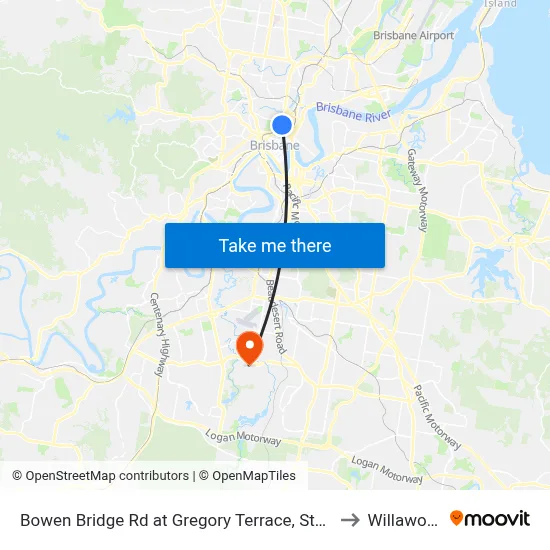 Bowen Bridge Rd at Gregory Terrace, Stop 7 to Willawong map