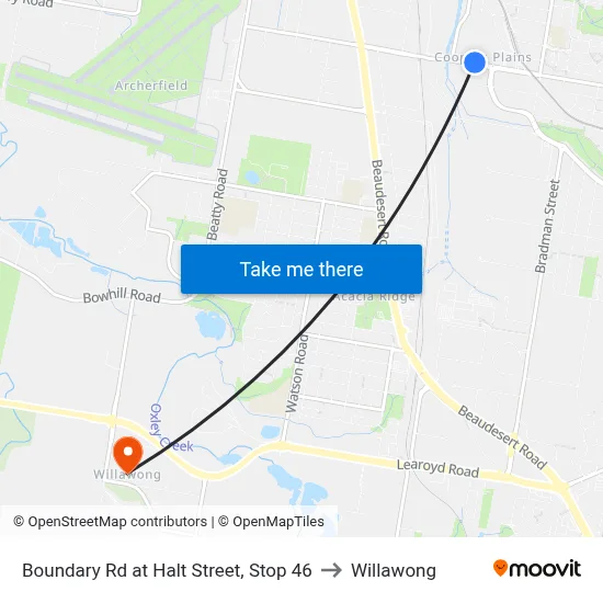 Boundary Rd at Halt Street, Stop 46 to Willawong map