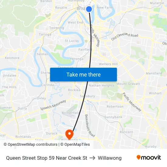Queen Street Stop 59 Near Creek St to Willawong map