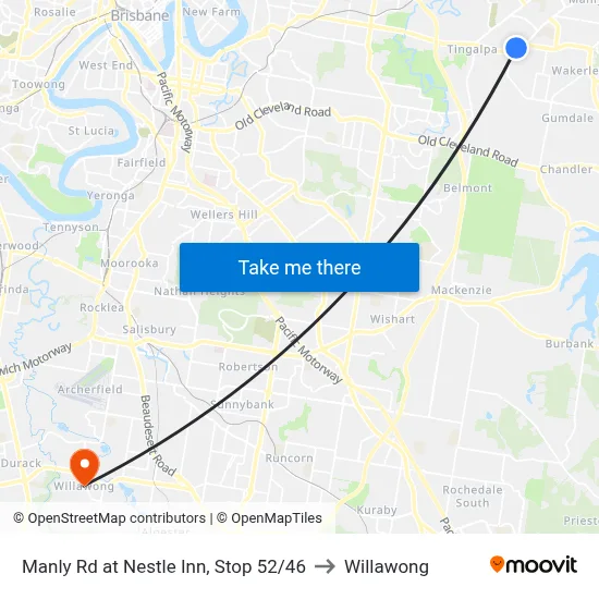 Manly Rd at Nestle Inn, Stop 52/46 to Willawong map