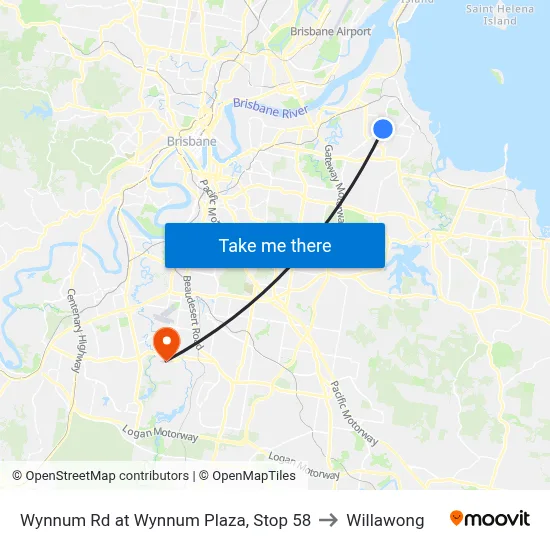 Wynnum Rd at Wynnum Plaza, Stop 58 to Willawong map
