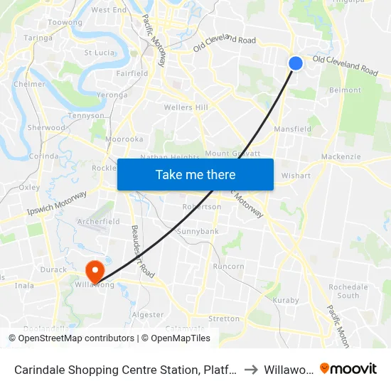 Carindale Shopping Centre Station, Platform H to Willawong map