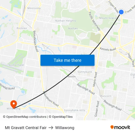 Mt Gravatt Central Fair to Willawong map