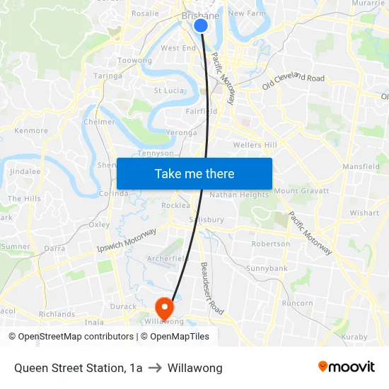 Queen Street Station, 1a to Willawong map