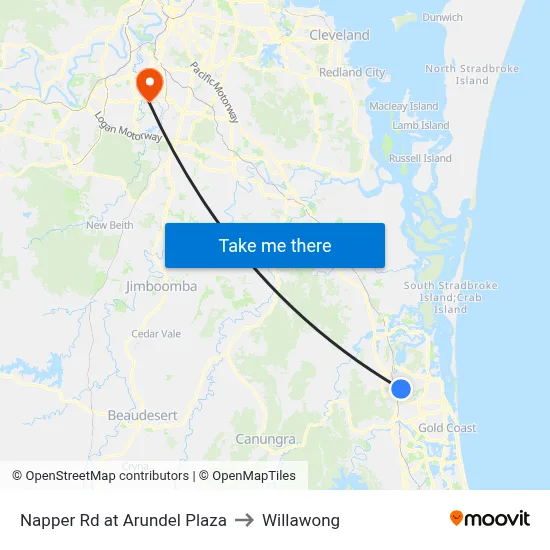 Napper Rd at Arundel Plaza to Willawong map