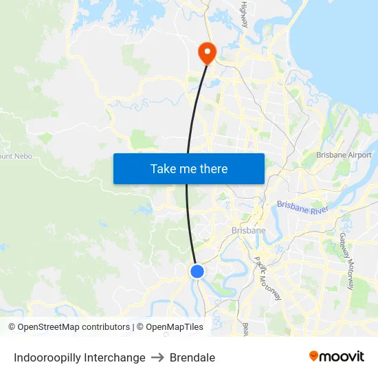 Indooroopilly Interchange to Brendale map