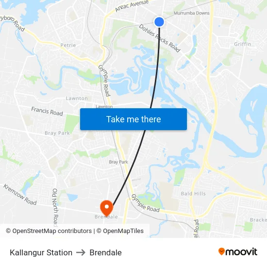 Kallangur Station to Brendale map