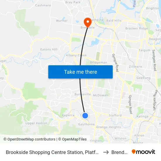 Brookside Shopping Centre Station, Platform A to Brendale map