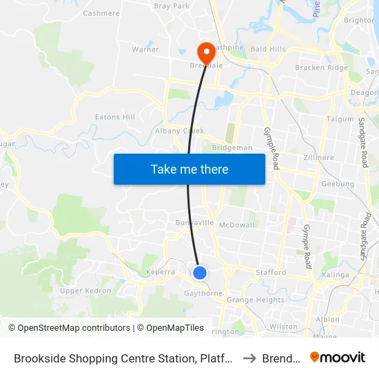 Brookside Shopping Centre Station, Platform B to Brendale map