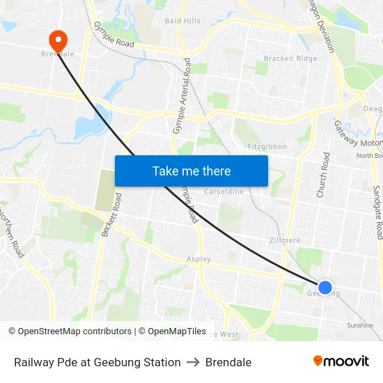 Railway Pde at Geebung Station to Brendale map