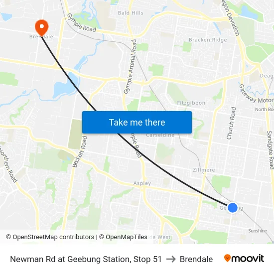 Newman Rd at Geebung Station, Stop 51 to Brendale map