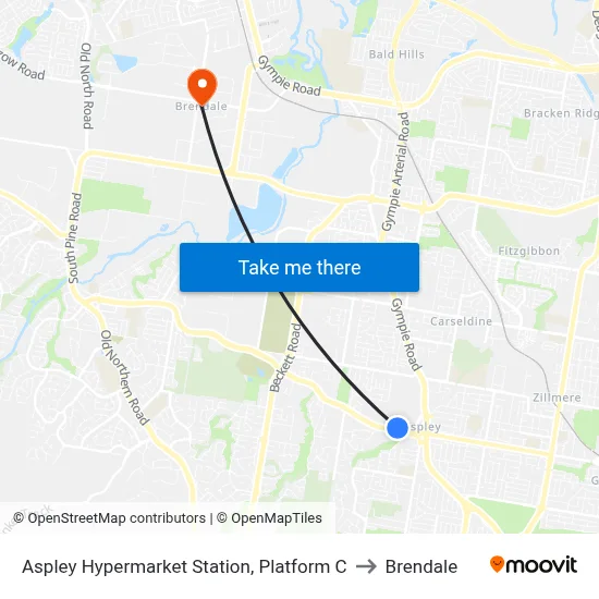 Aspley Hypermarket Station, Platform C to Brendale map