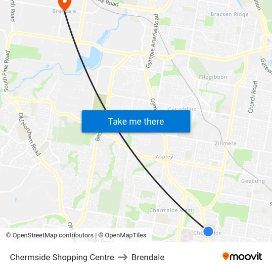 Chermside Shopping Centre to Brendale map