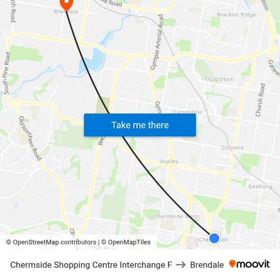 Chermside Shopping Centre Interchange F to Brendale map