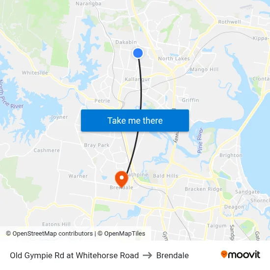 Old Gympie Rd at Whitehorse Road to Brendale map