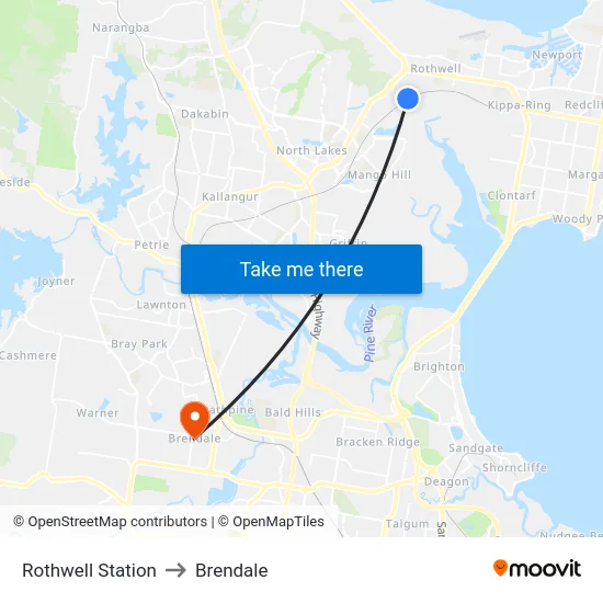 Rothwell Station to Brendale map