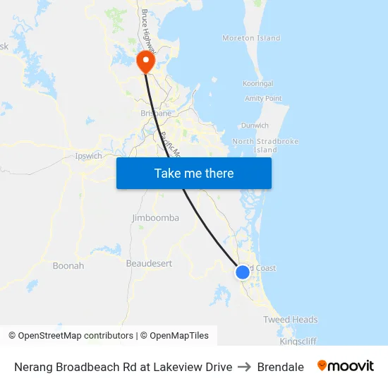 Nerang Broadbeach Rd at Lakeview Drive to Brendale map