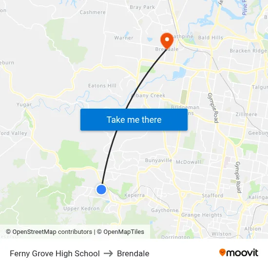Ferny Grove High School to Brendale map