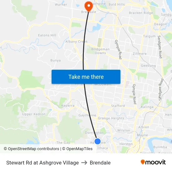 Stewart Rd at Ashgrove Village to Brendale map