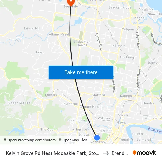 Kelvin Grove Rd Near Mccaskie Park, Stop 12 to Brendale map