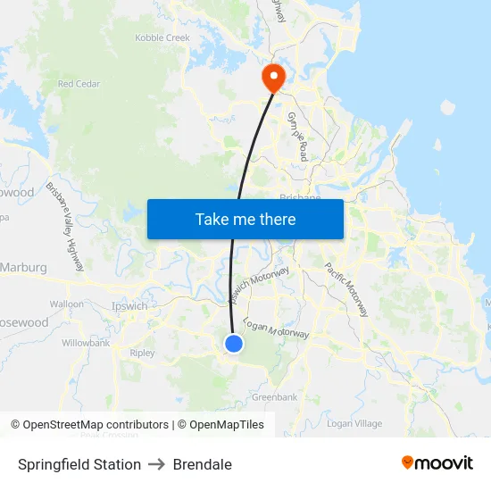 Springfield Station to Brendale map