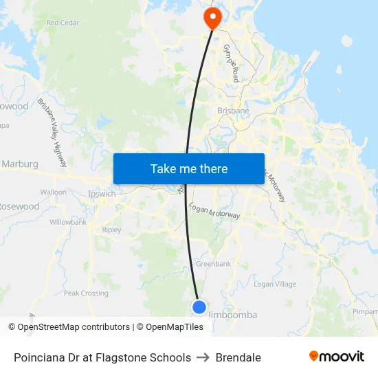Poinciana Dr at Flagstone Schools to Brendale map
