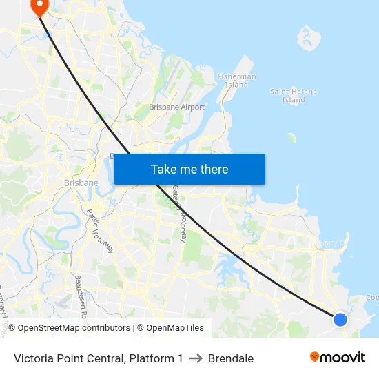 Victoria Point Central, Platform 1 to Brendale map