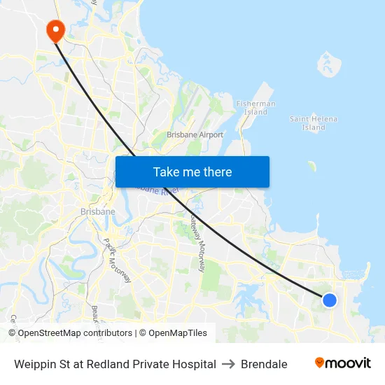 Weippin St at Redland Private Hospital to Brendale map